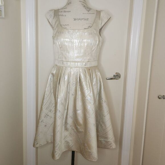 Brocade Fit & Flare Cocktail Dress - Picture 2 of 13